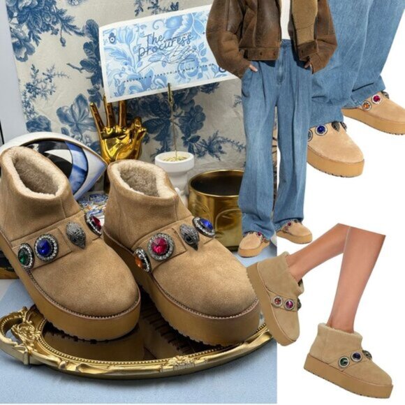 🆕 KURT GEIGER LONDON 🧿 NWOB Octavia Teddy Bootie, Sz EU37 US 7 - Picture 1 of 14